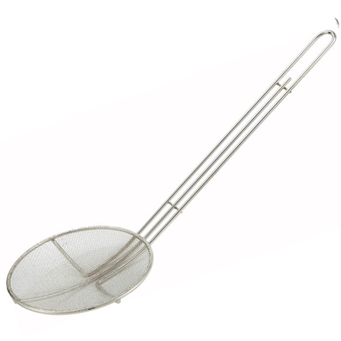 SCF-6R 6 1/2" Diameter Round x 13" Handle Nickel Plated Mesh Skimmer