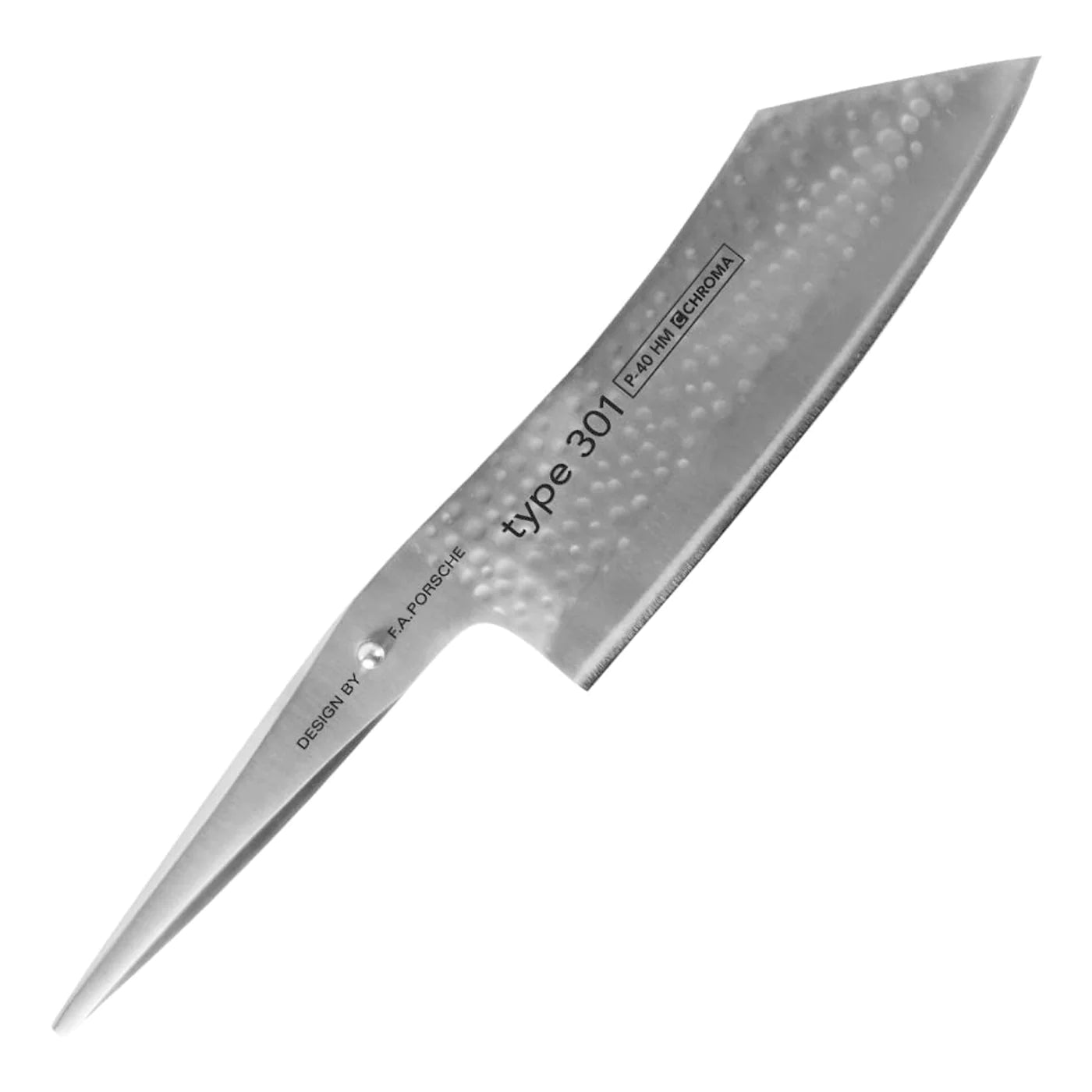 P-40 HM CHROMA type 301 Hammered Hakata Santoku Knife